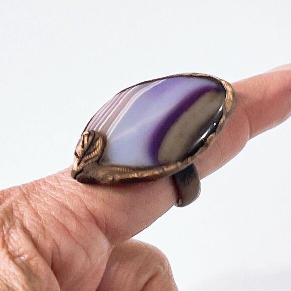 Handcrafted Copper Ring With Purple Agate Stone size 9.5 - Picture 6 of 8
